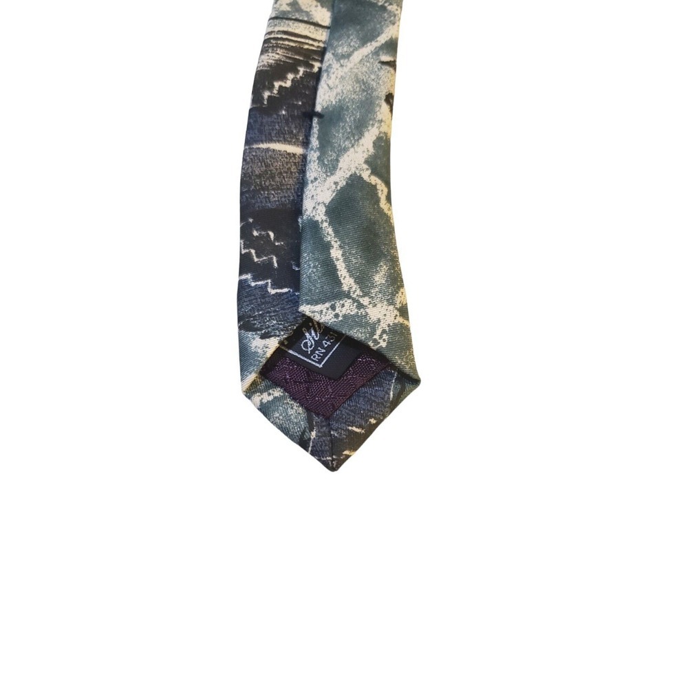 Barrington Mens Necktie Designer Tie Blue Green Abstract 100% Silk Wedding Work - Picture 9 of 12